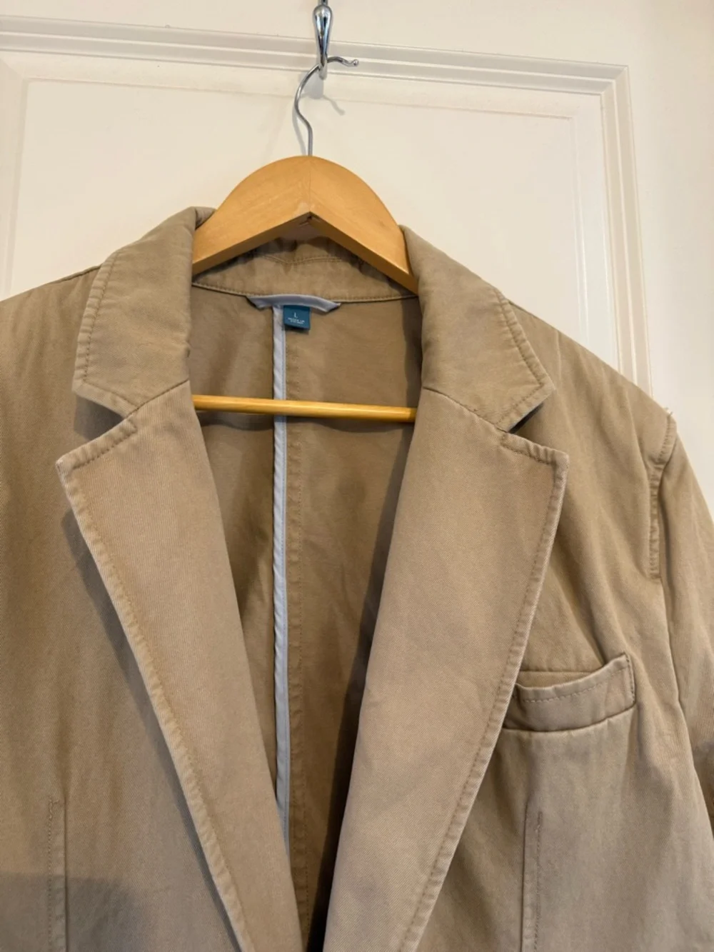 Breakwater Men's Cotton Blazer Jacket Two Button Beige Twill Size Large preppy